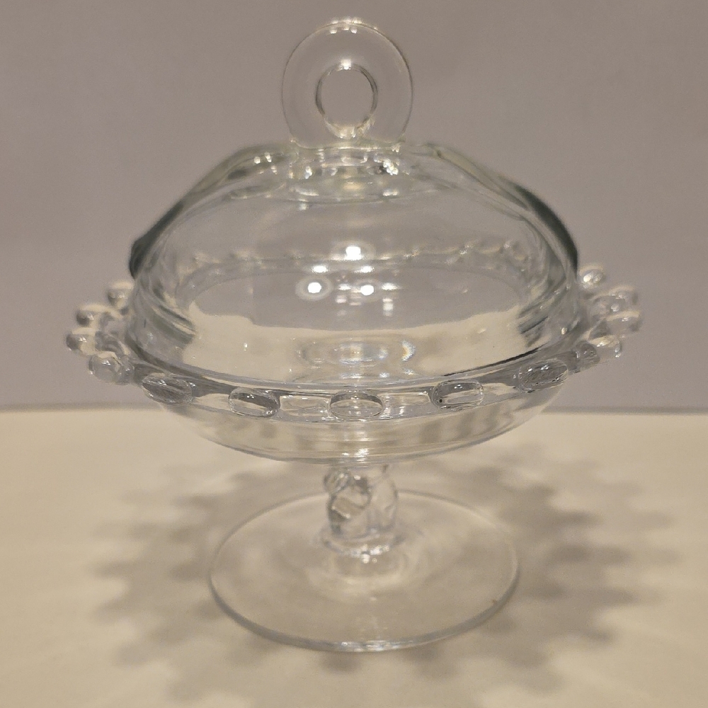 Vintage Heisey Lariat covered footed candy dish compote